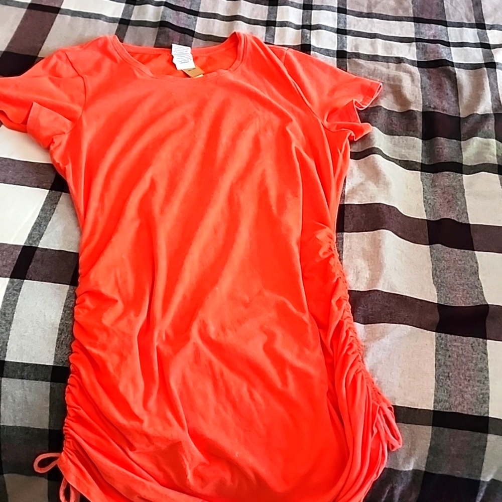 PINK ruched side mini dress